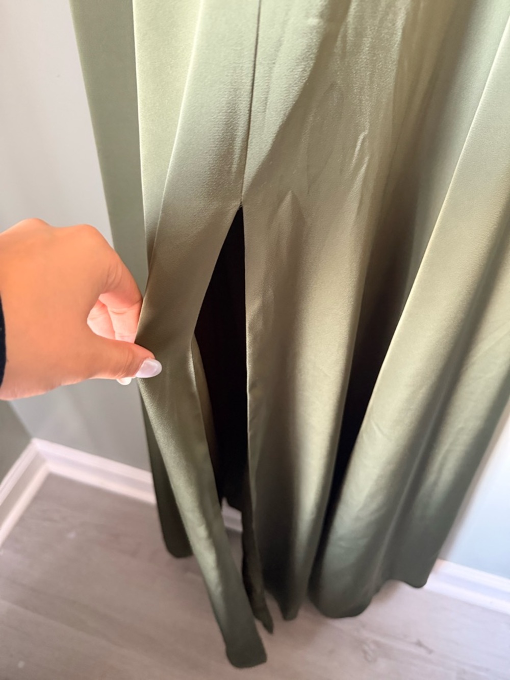 Birdy Grey One-Shoulder Matte Satin Dress - Olive Kira Dress - Picture 4 of 4